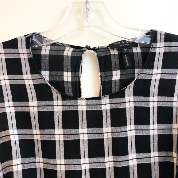 Rag & Bone Black White Plaid Tunic Sleeveless Mini Dress ALTERED - Picture 7 of 11